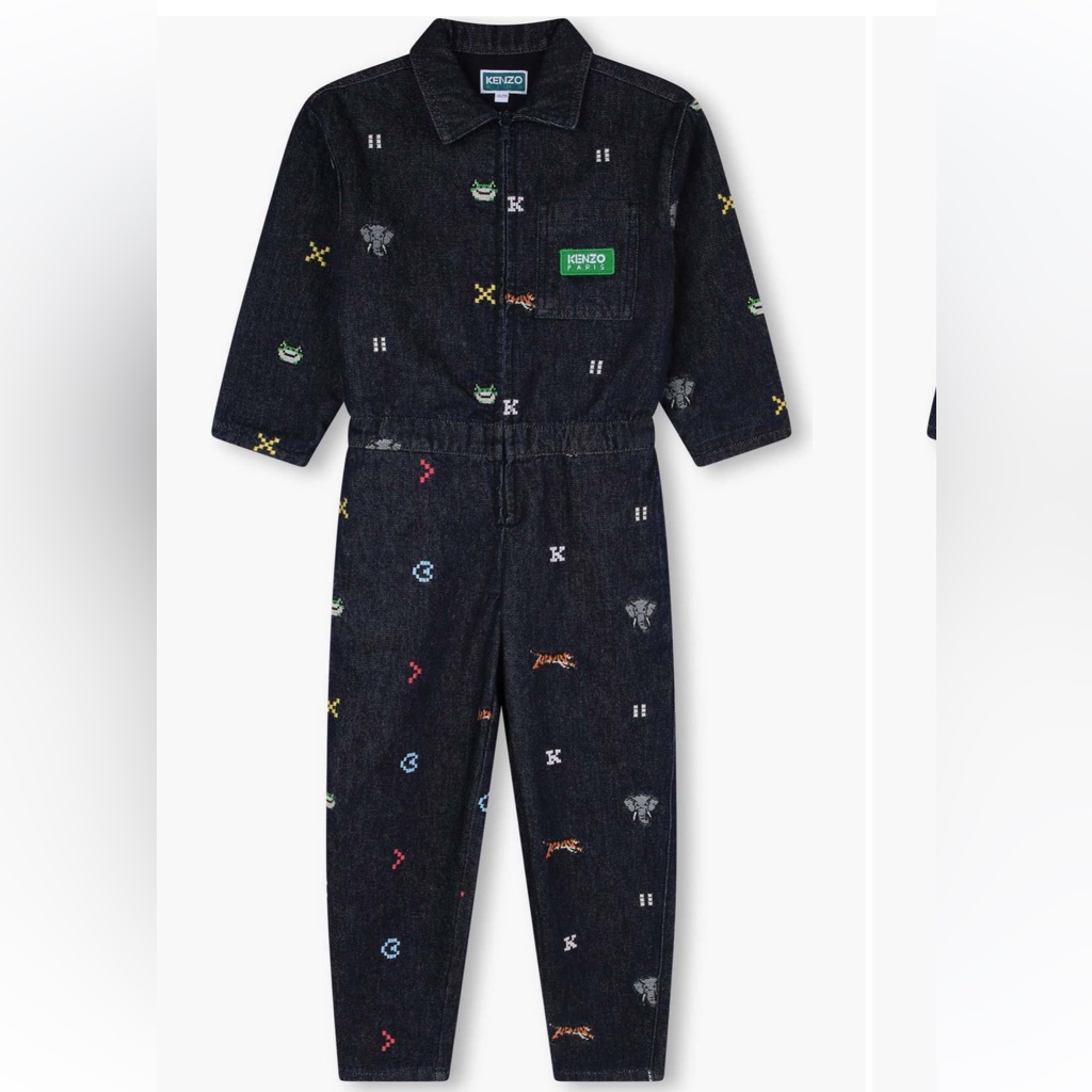 Nwt Kids Luxury Embroidery Denim Jumpsuit